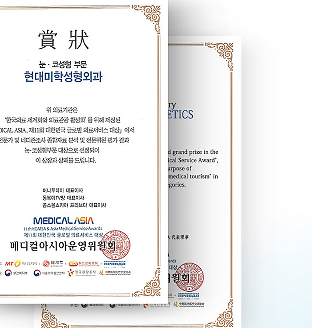 Medical Asia 大奖奖状 — 现代美学整形外科